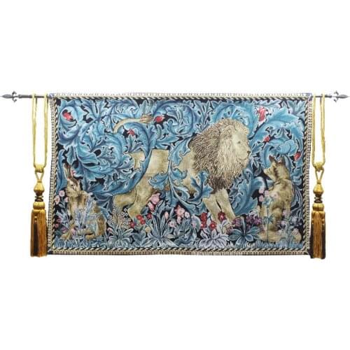 82x140cm William Morris Lion King Pattern Tapestry Jacquard Wall Hanging Tapestry Home Restaurant Hotel Special Art Wall