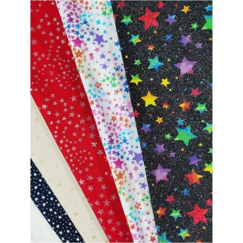 Cotton Fabric Glitter Star Hot Red shining Navy Blue Cream Golden Shining Stamping Patchwork Textile Tissue Home Clothing