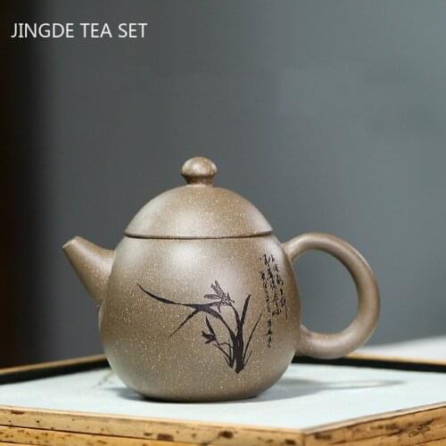 Yixing Raw Ore Tea Pot Dragon Egg Shape Purple Clay Teapot Beauty Kettle Tea Ceremony Handmade Customized Gift Tie Guanyin 140ml