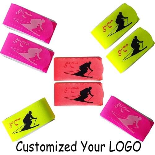 Customized LOGO velcros cabel ties Anti-slip ski pole strap band Skiing band Hook Loop fixation Snowboard