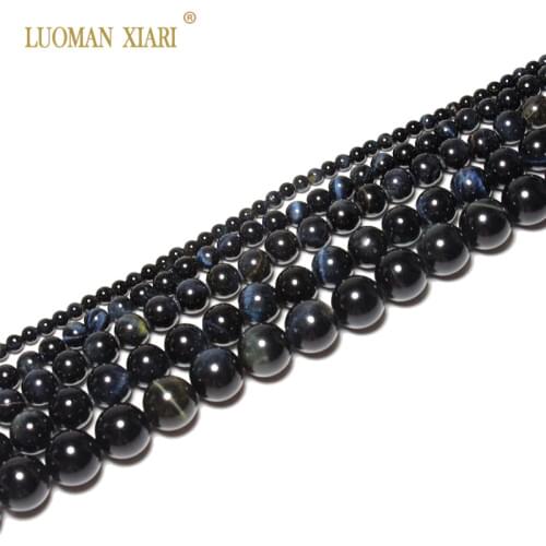 Round AAA+ Blue Tigers eye Natural Stone Beads For Jewelry Making DIY Bracelet Necklace Material 4/6/8/10/12 mm Strand 15