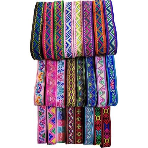 7M/roll Woven Jacquard Ribbon Width 2cm Trims Geometric Totem Pattern for Curtain and Clothing Accessory Lace Fabric Sewing