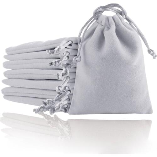 5pcs 7x9cm 8x10cm 10x12cm 12x16cm 15x20cm Gray Velvet Bag Wedding/Party Favor Gift Bags Jewelry Packing Drawstring Pouches