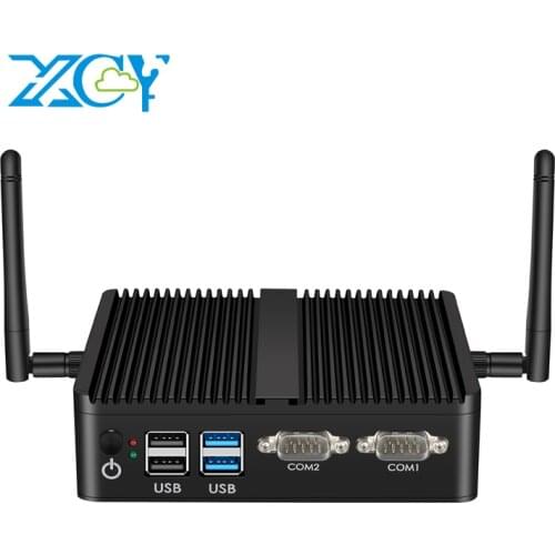 XCY Fanless Mini PC Intel Celeron J4125 Pentium N3520 Quad-Cores Dual NIC Gigabit Ethernet 2x RS-232 Serial Ports Embedded IPC