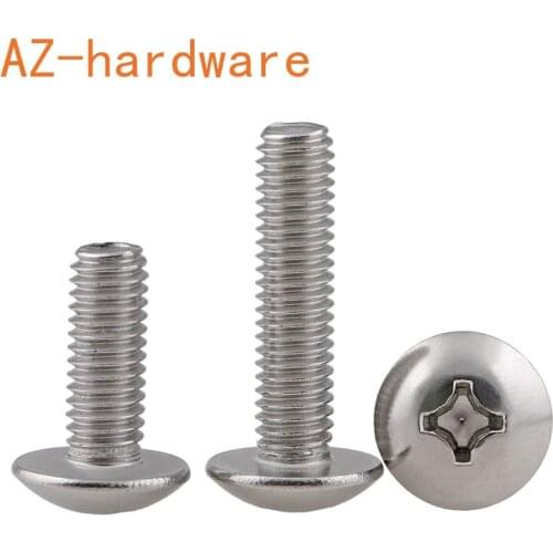Stainless Steel Cross Groove Large Flat Head Machine Screw TM Umbrella Head Mushroom Head Cross Groove Screw M4-M6 50Pcs