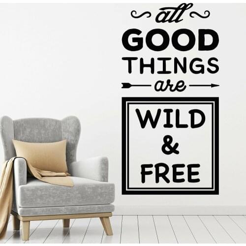 Office Room Vinyl Wall Decal Inspiring Words Quote Window Sticker Wild And Free Stickers Mural Home Bedroom Wallpaper M313