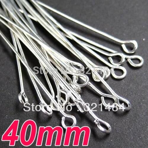 Wholesale 3000pcs 40mm Bright Silver Plated Eye End Head Pin Link Connector DIY Jewelry Findings Accessories