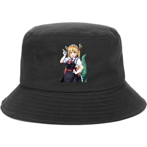 Anime Miss Kobayashis Dragon Maid Bucket Hat teenager Outdoor Fisherman Hats Summer Cap unisex Streetwear Chapeau Caps