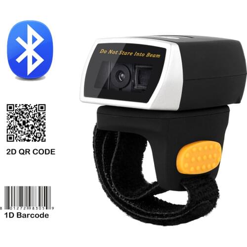 Wearable Mini Bluetooth Ring Barcode Scanner Portable Wireless 2d Qr Reader Handheld Bar code Reader for Android iOS Windows MAC
