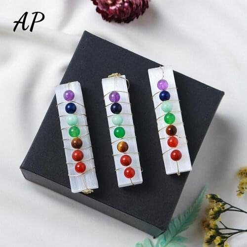 Natural Selenite Stone Reiki Chakra Pendulum ball Plaster Yoga Healing Crystal Energy Gems Balance Wand