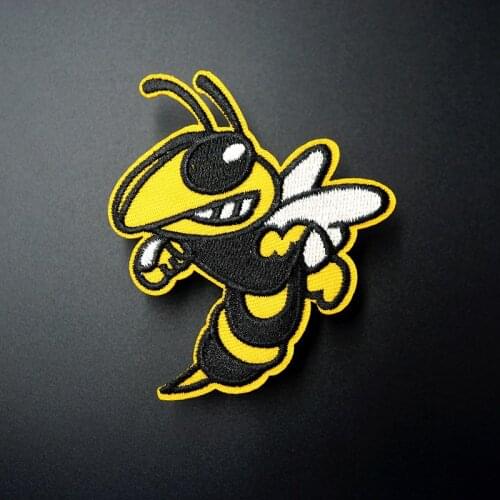 Honeybee Size: 6.4x7.5cm Iron On Patches Sewing Embroidered Applique for Jacket Clothes Stickers Badge DIY Apparel Accessories