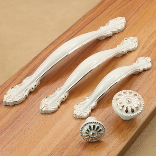 Ivory handle handle door cabinet drawer zinc alloy European modern simple single hole round boutique thickening