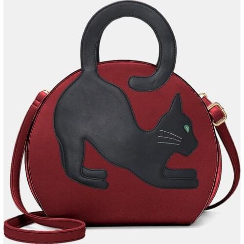 New Womens Cat Tail Pattern Handbag Large Capacity Shoulder Crossbody Bag PU Leather Versatile Cosmetics Coin Storage Gifts