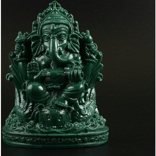 Tibet Tibetan Buddhism Imitating Jade Resin 4Arms Ganesh Elephant God Buddha