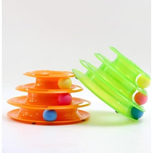 Trilaminar three levels tower of tracks Pet Toy Intelligence Amusement Rides Shelf Dog Cat Toys Training Amusement Trilaminar