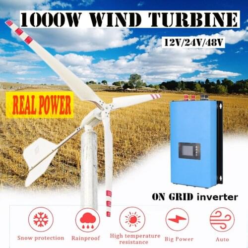 Chinese factory horizontal axis wind turbine 1KW low noise wind power generator three phase AC 12v 24v 48v for home use