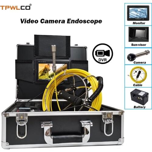 Video Camera Endoscope Support DVR 7" TFT LCD 20m Cable 17mm Industrial Inspection Camera System With 6pcs LED Lights