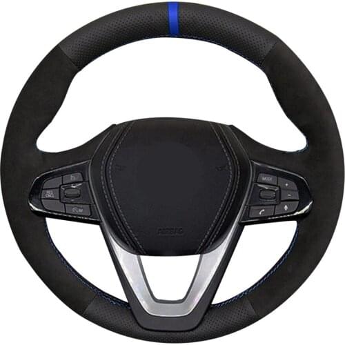 Car Steering Wheel Cover Black Genuine Leather Suede For BMW G20 G21 G30 G31 G32 X3 G01 X4 G02 X5 G05 X7 G07 Z4 G29