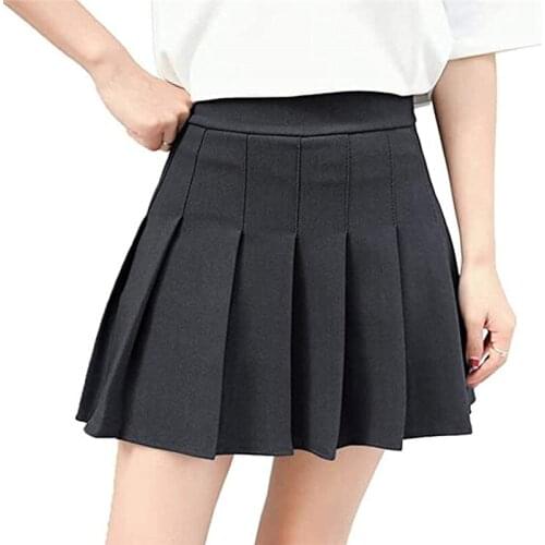 Women High Waist Pleated Skirts Girls Tennis School Solid Color Mini Skirt Uniform Female Loose Casual A Line Short Bottoms