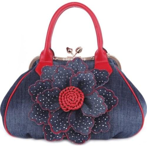 Womens bags European style fashion beautiful bags denim flowers womens handbags sh110062