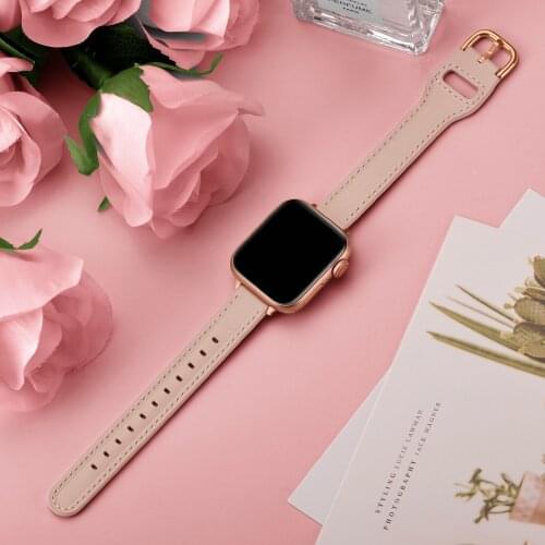 Women Bracelet For Apple Watch Band 44mm 40mm Series 6 SE Thin Genuine Leather Strap For Applewatch 3 42mm 38mm iWatch 5 4 Bands