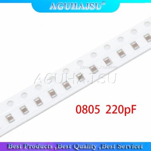 100pcs 220pF X7R Error 10% 50V 0805 SMD Thick Film Chip Multilayer Ceramic Capacitor