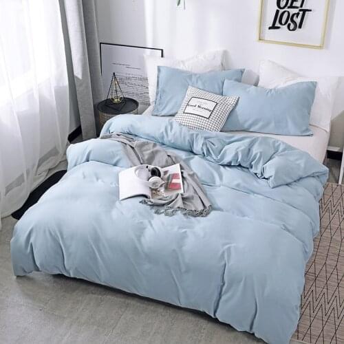 3 pcs Duvet Cover Set Winter Comforter Case Bedsheet With Pillowcover Simple Bed Linen Quilt Solid Color Bedding Set