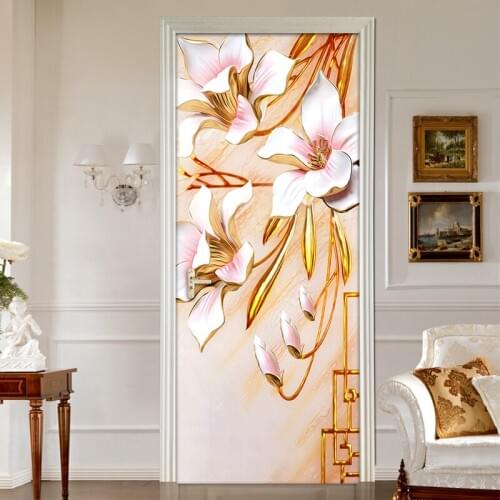 3D Door Sticker DIY Self-adhesive Waterproof Mural PVC Vinyl Wallpaper Wall Decals Living Room Bedroom Door Decoration Stickers