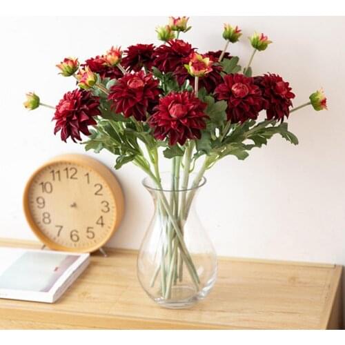 5 colors Fake Single Stem Chamomile 54 CM Length Simulation Dahlia for Wedding Home Decorative Artificial Flowers