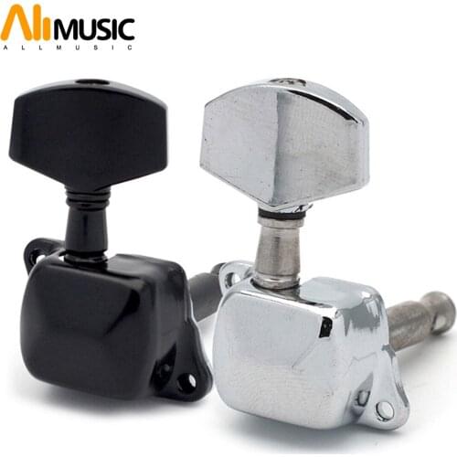 6PCS Semiclosed Guitar Tuning Pegs Tuner Machine Heads for Acoustic Guitar Chrome Black