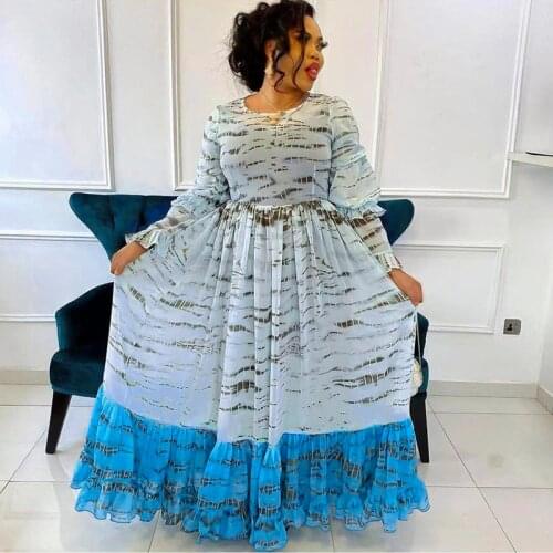 African Chiffon Dresses for Women Dashiki African Clothes Bazin Riche Africa Ankara Maxi Dress Fashion Elegant Ladies Clothing
