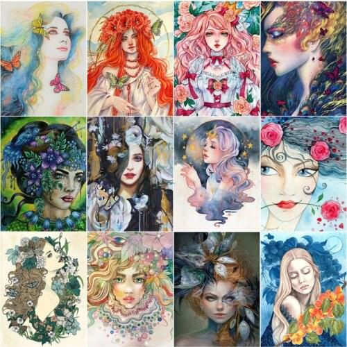 Diy Diamond Painting Character Lady Gothic Illustration Bust Figure Fashion Art Simple Handmade Round Diamond Square Diamond