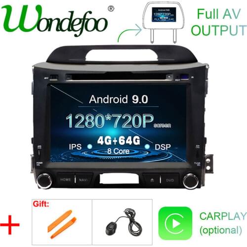 Android 9.0 4G 64G DSP IPS AV Output CAR GPS For KIA sportage 2011-2015 DVD PLAYER navigation stereo screen radio receiver