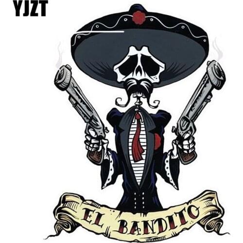 YJZT 10CM*12.7CM Car Accessories EL BANDITO Skull Car Sticker Style Decal PVC 6-0046