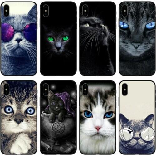 Black Cat Staring Eyes Cover Soft Silicone black Phone Case For iPhone 6 6plus 7 8plus 5 5S 5C SE X XS XR XS Max