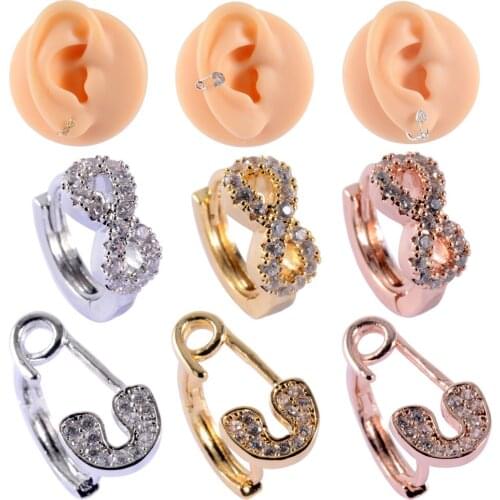 CHUANCI 1 Piece Zircon Stud Ear Clip Tragus Cartilage Helix Earring Crystal Gem Ear Stud Body Piercing Jewelry 20G