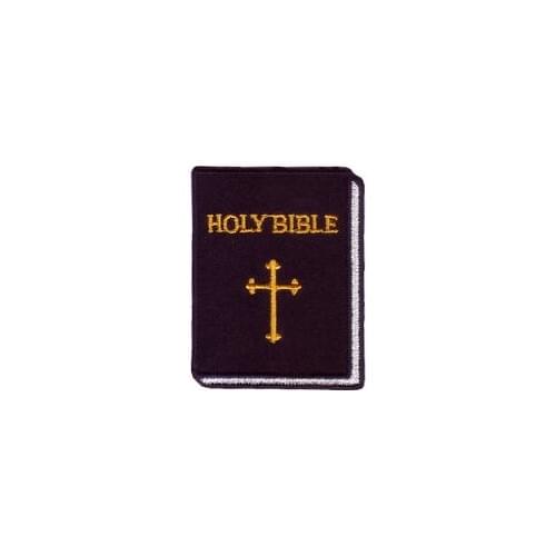 Cheap Holy Bible Iron On Applique Patch high quality Bible Biker Patch hot sale Faith Cross Embroidered/Twill