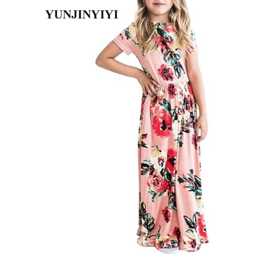 Childrens dresses Girl short sleeve floral print floral dress Baby girl summer girl dress childrens clothing Party dress