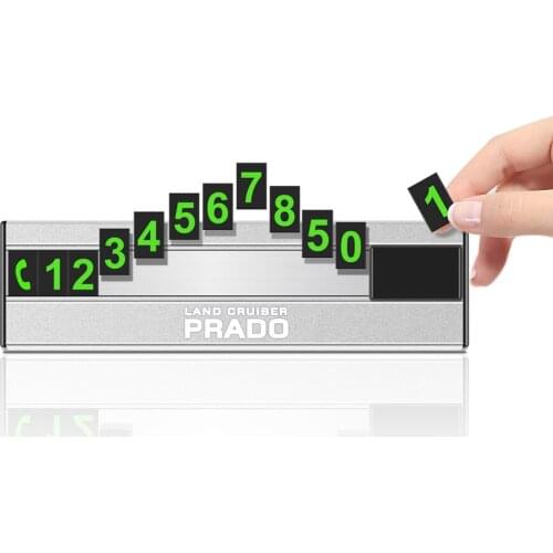 For Toyota prado Phone Number Notification Car Temporary Parking Card alloy Luminous Car Sticker Accessories