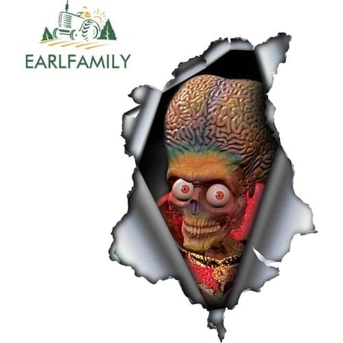 EARLFAMILY 13cm x 8.8cm For Mars Attacks Car Sticker Torn Metal Decal Waterproof 3D Car Decals Reflective Vinyl Stickers
