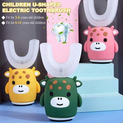 Smart U Shape Electric Toothbrush 360 Degrees Kids Sonic Music Silicon Automatic Ultrasonic Teeth Tooth Brush Cartoon Children