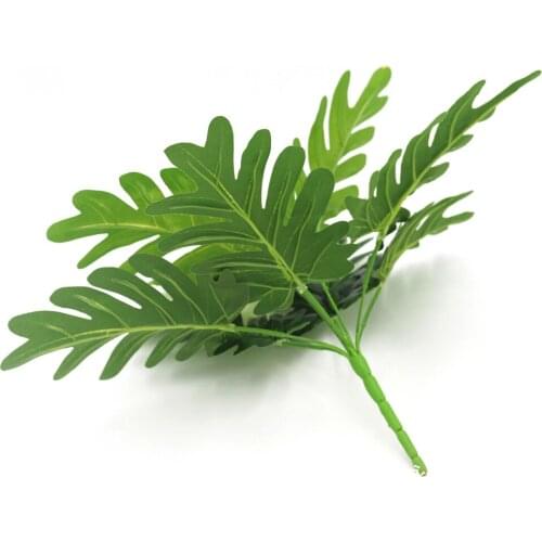 9 Heads Artificial Plant Fake Green Leaf Leaves Wall Home Party Office Decor