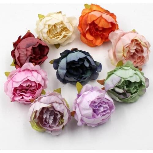 Artificial Flowers Silk Peony Silk Flower Head Wedding Party Home Decoration Dried Flower DIY Wreath Accessories Multiple Styles