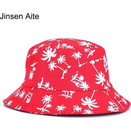 Jinsen Aite Women&Men Cotton Couple Tourist Hat 2018 New Fashion Spring Summer Print Casual Fold Unisex UV Protect Sun Hat JS182