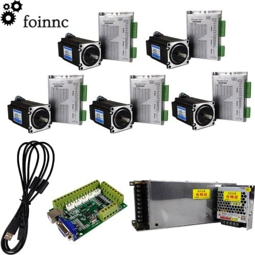 Cnc5 axis controller cnc kit USB Mach3 motion control card 2NS556A stepper motor driver nema23 3nm stepper motor DC40v + 24v
