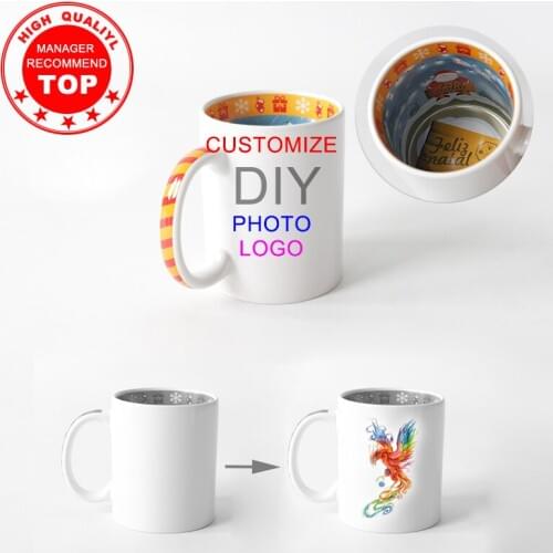DIY LOGO Mug Christmas pattern inside Ceramic cup DIY photo Ceramic mug Personalized photo customize picture gift