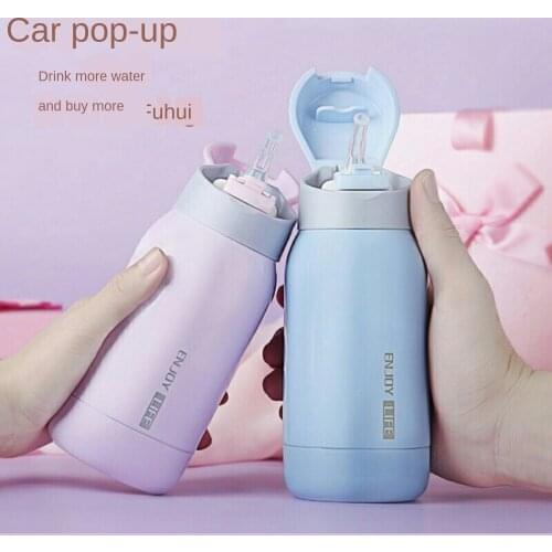 Thermos Mug with Straws for Adults, Men, Women, Children, Children Like Students, Korean Version, Small Capacity Car Water Cup