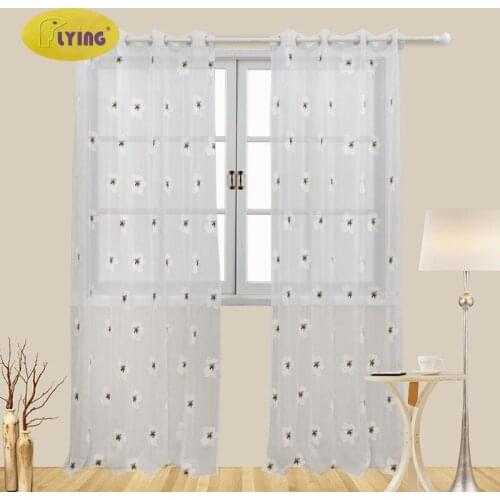 Flying Ready Made Custom Flower Floral Voile Sheer Tulle Curtains for Living Room Bedroom Kitchen Door Window Home Decor