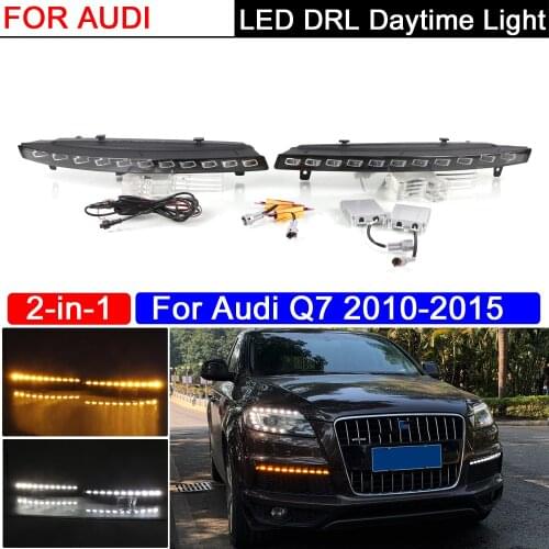 Multi Function LED DRL Daytime Running Light With Dynamic Amber Turn Signal lights For Audi Q7 2010-2015