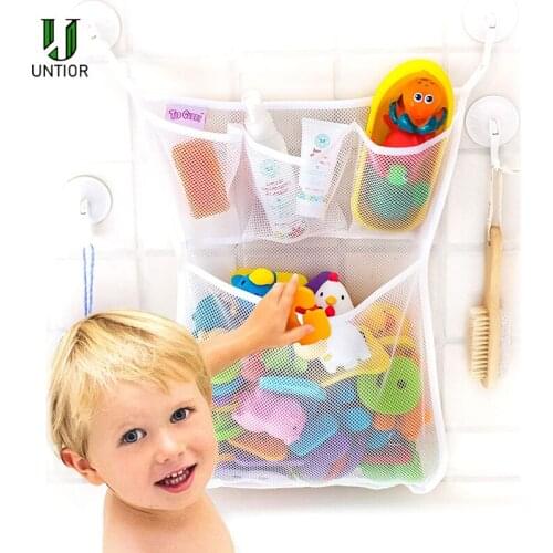 UNTIOR Multi-use Mesh Bath Toy Organizer Wall Mounted Children Bathroom Mesh Bags Kids Toys Storage Easy Tidy Bag with Net